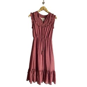 Nordstrom Moon River Ruffle Midi Dress in Dusty Mauve
